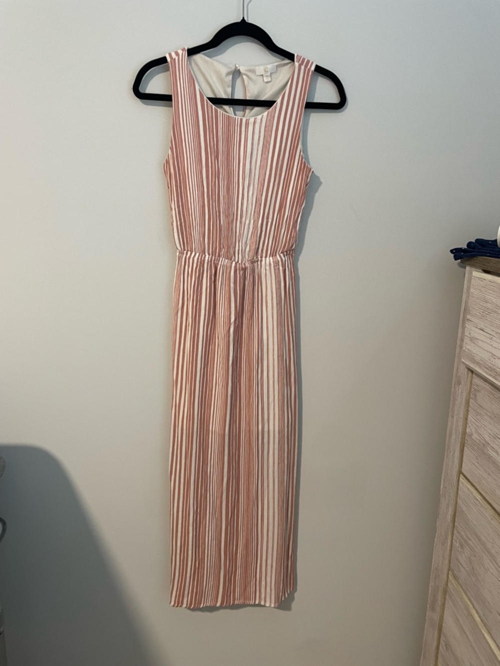 Sleeveless Pink Striped Midi Dress